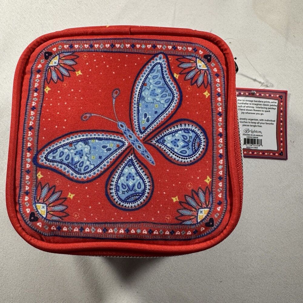 NWT Brighton Butterfly Jewelry Travel Organizer Zip Case Storage Box Portable